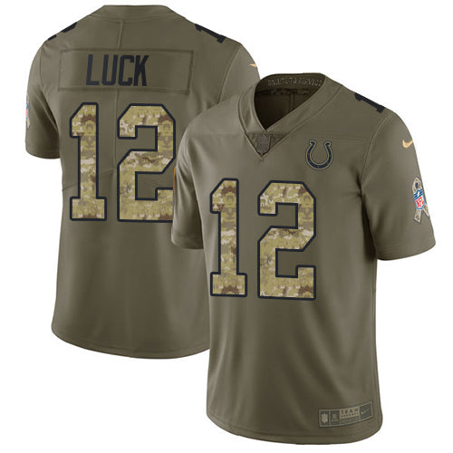 Nike Indianapolis Colts #12 Andrew Luck Olive/Camo Youth Stitched NFL Limited 2017 Salute to Service Jersey Youth