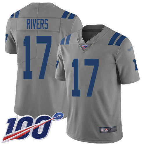Nike Indianapolis Colts #17 Philip Rivers Gray Youth Stitched NFL Limited Inverted Legend 100th Season Jersey Youth