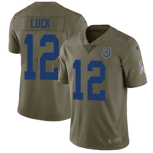 Nike Indianapolis Colts #12 Andrew Luck Olive Youth Stitched NFL Limited 2017 Salute to Service Jersey Youth