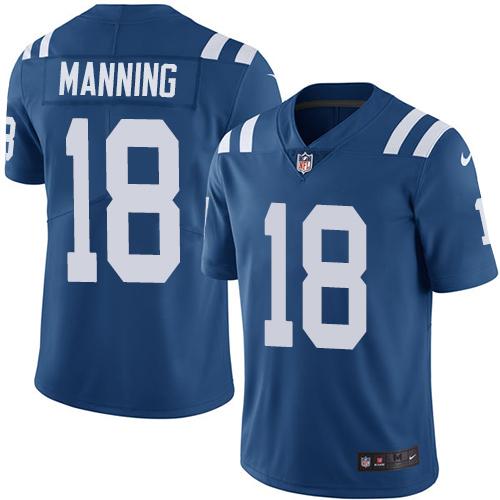 Nike Indianapolis Colts #18 Peyton Manning Royal Blue Team Color Youth Stitched NFL Vapor Untouchable Limited Jersey Youth
