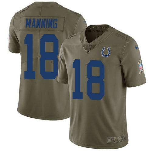 Nike Indianapolis Colts #18 Peyton Manning Olive Youth Stitched NFL Limited 2017 Salute to Service Jersey Youth