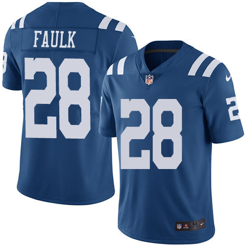 Nike Indianapolis Colts #28 Marshall Faulk Royal Blue Youth Stitched NFL Limited Rush Jersey Youth