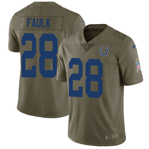Nike Indianapolis Colts #28 Marshall Faulk Olive Youth Stitched NFL Limited 2017 Salute to Service Jersey Youth