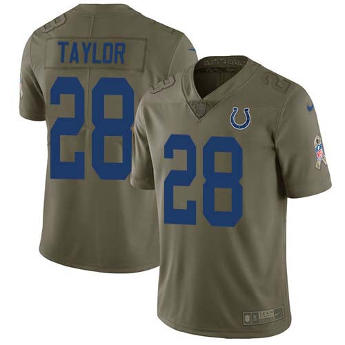 Nike Indianapolis Colts #28 Jonathan Taylor Olive Youth Stitched NFL Limited 2017 Salute To Service Jersey Youth