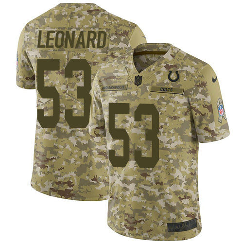 Nike Indianapolis Colts #53 Darius Leonard Camo Youth Stitched NFL Limited 2018 Salute to Service Jersey Youth