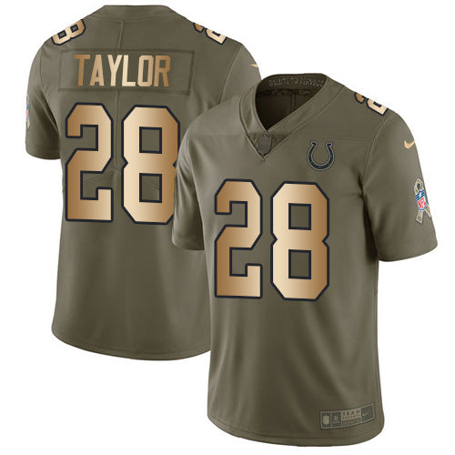 Nike Indianapolis Colts #28 Jonathan Taylor Olive/Gold Youth Stitched NFL Limited 2017 Salute To Service Jersey Youth