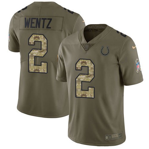Indianapolis Indianapolis Colts #2 Carson Wentz Olive/Camo Youth Stitched NFL Limited 2017 Salute To Service Jersey Youth