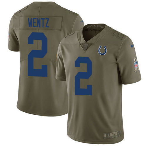 Indianapolis Indianapolis Colts #2 Carson Wentz Olive Youth Stitched NFL Limited 2017 Salute To Service Jersey Youth