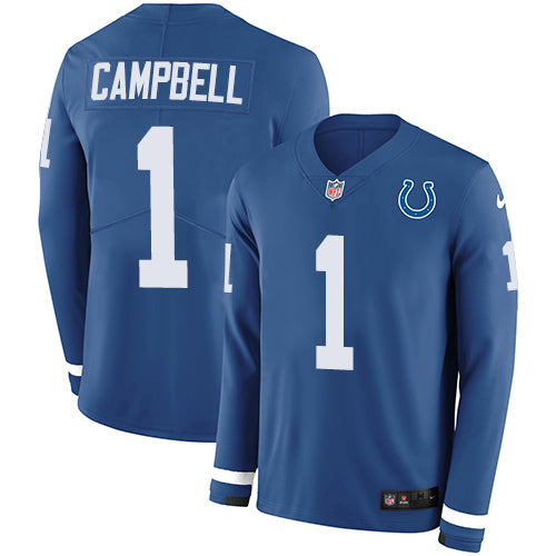 Nike Indianapolis Colts #1 Parris Campbell Royal Blue Team Color Youth Stitched NFL Limited Therma Long Sleeve Jersey Youth