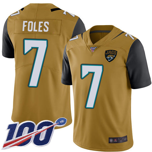 Nike Jacksonville Jaguars #7 Nick Foles Gold Youth Stitched NFL Limited Rush 100th Season Jersey Youth