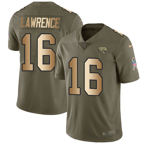 Nike Jacksonville Jaguars #16 Trevor Lawrence Olive/Gold Youth Stitched NFL Limited 2017 Salute To Service Jersey Youth
