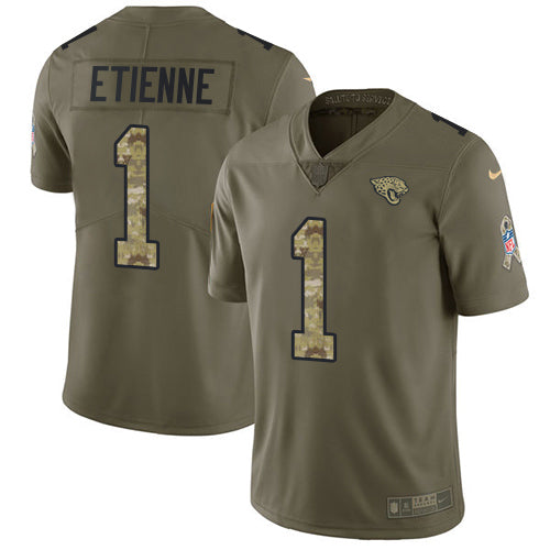 Nike Jacksonville Jaguars #1 Travis Etienne Olive/Camo Youth Stitched NFL Limited 2017 Salute To Service Jersey Youth