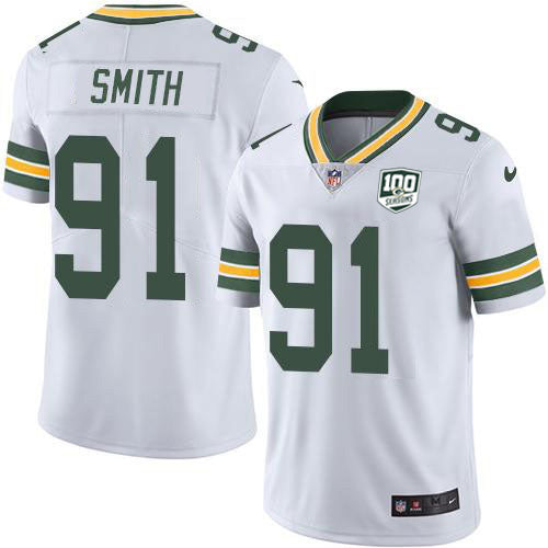 Nike Green Bay Packers #91 Preston Smith White Youth 100th Season Stitched NFL Vapor Untouchable Limited Jersey Youth