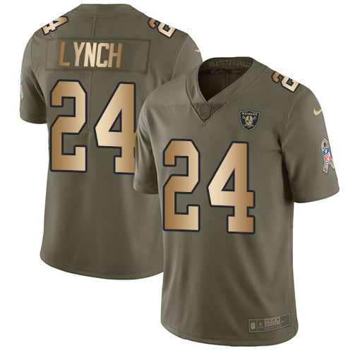 Nike Las Vegas Raiders #24 Marshawn Lynch Olive/Gold Youth Stitched NFL Limited 2017 Salute to Service Jersey Youth