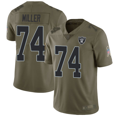 Nike Las Vegas Raiders #74 Kolton Miller Olive Youth Stitched NFL Limited 2017 Salute to Service Jersey Youth