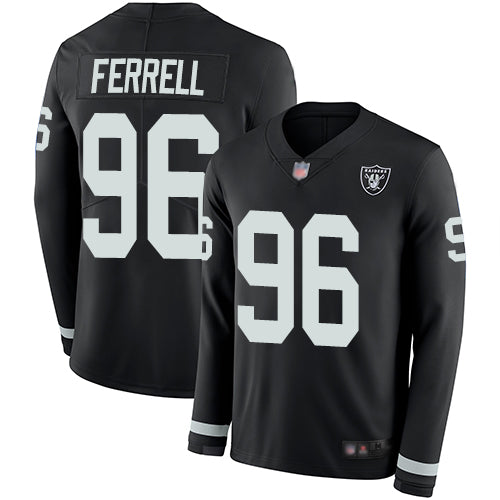 Nike Las Vegas Raiders #96 Clelin Ferrell Black Team Color Youth Stitched NFL Limited Therma Long Sleeve Jersey Youth