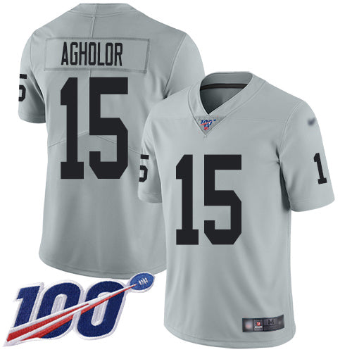 Nike Las Vegas Raiders #15 Nelson Agholor Silver Youth Stitched NFL Limited Inverted Legend 100th Season Jersey Youth