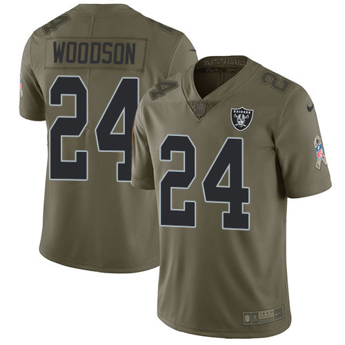 Nike Las Vegas Raiders #24 Charles Woodson Olive Youth Stitched NFL Limited 2017 Salute to Service Jersey Youth