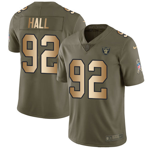 Nike Las Vegas Raiders #92 P.J. Hall Olive/Gold Youth Stitched NFL Limited 2017 Salute to Service Jersey Youth