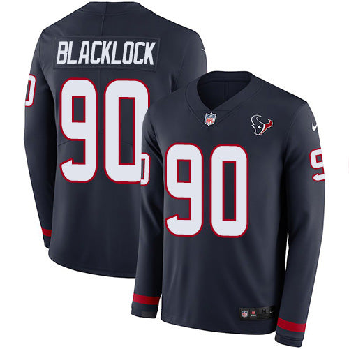 Nike Houston Texans #90 Ross Blacklock Navy Blue Team Color Youth Stitched NFL Limited Therma Long Sleeve Jersey Youth
