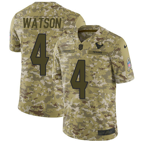 Nike Houston Texans #4 Deshaun Watson Camo Youth Stitched NFL Limited 2018 Salute to Service Jersey Youth