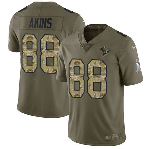 Nike Houston Texans #88 Jordan Akins Olive/Camo Youth Stitched NFL Limited 2017 Salute To Service Jersey Youth