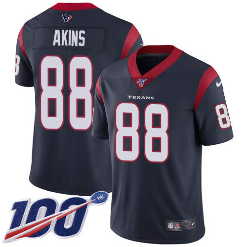 Nike Houston Texans #88 Jordan Akins Navy Blue Team Color Youth Stitched NFL 100th Season Vapor Untouchable Limited Jersey Youth
