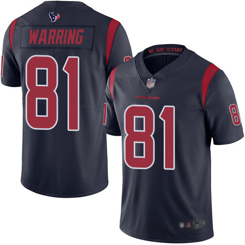 Nike Houston Texans #81 Kahale Warring Navy Blue Youth Stitched NFL Limited Rush Jersey Youth