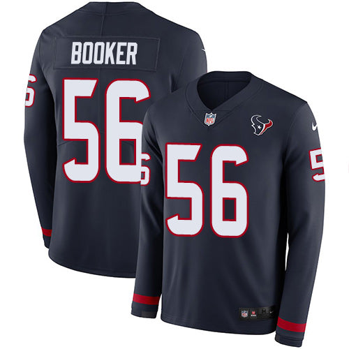 Nike Houston Texans #56 Thomas Booker Navy Blue Team Color Youth Stitched NFL Limited Therma Long Sleeve Jersey Youth