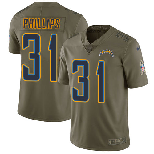 Nike Los Angeles Chargers #31 Adrian Phillips Olive Men's Stitched NFL Limited 2017 Salute To Service Jersey Men's