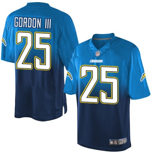 Nike Los Angeles Chargers #25 Melvin Gordon III Electric Blue/Navy Blue Men's Stitched NFL Elite Fadeaway Fashion Jersey Men's