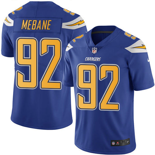 Nike Los Angeles Chargers #92 Brandon Mebane Electric Blue Men's Stitched NFL Limited Rush Jersey Men's
