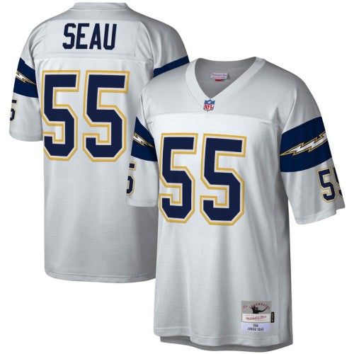 San Diego Los Angeles Chargers #55 Junior Seau Mitchell & Ness NFL 100 Retired Player Platinum Jersey Men's