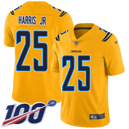 Nike Los Angeles Chargers #25 Chris Harris Jr Gold Men's Stitched NFL Limited Inverted Legend 100th Season Jersey Men's