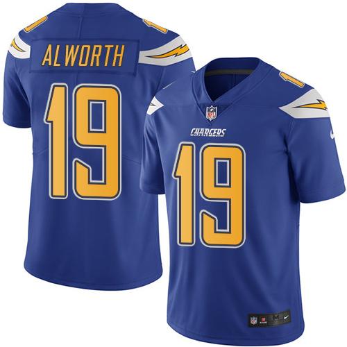 Nike Los Angeles Chargers #19 Lance Alworth Electric Blue Men's Stitched NFL Limited Rush Jersey Men's