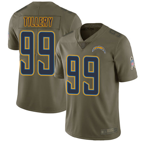 Nike Los Angeles Chargers #99 Jerry Tillery Olive Men's Stitched NFL Limited 2017 Salute to Service Jersey Men's