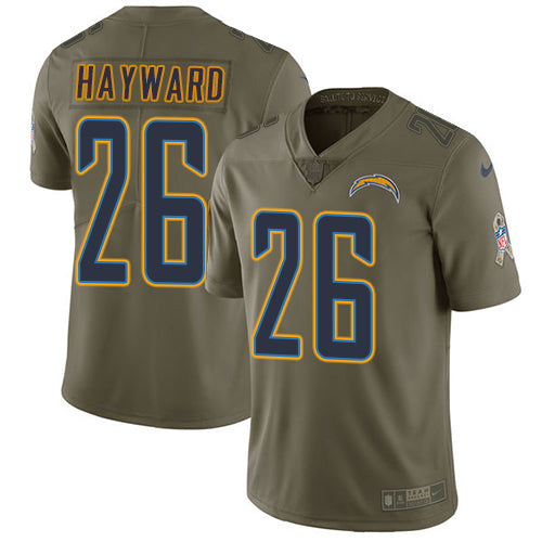 Nike Los Angeles Chargers #26 Casey Hayward Olive Men's Stitched NFL Limited 2017 Salute to Service Jersey Men's