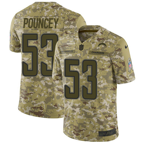 Nike Los Angeles Chargers #53 Mike Pouncey Camo Men's Stitched NFL Limited 2018 Salute To Service Jersey Men's