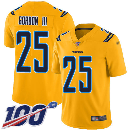 Nike Los Angeles Chargers #25 Melvin Gordon III Gold Men's Stitched NFL Limited Inverted Legend 100th Season Jersey Men's
