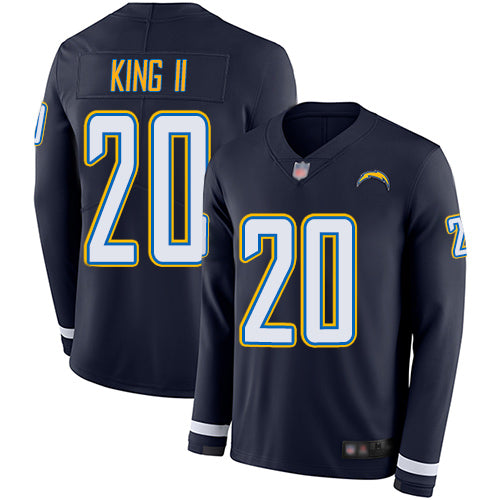 Nike Los Angeles Chargers #20 Desmond King II Navy Blue Team Color Men's Stitched NFL Limited Therma Long Sleeve Jersey Men's