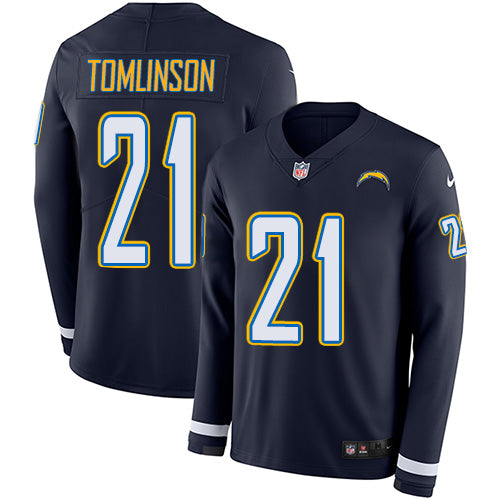 Nike Los Angeles Chargers #21 LaDainian Tomlinson Navy Blue Team Color Men's Stitched NFL Limited Therma Long Sleeve Jersey Men's