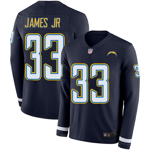 Nike Los Angeles Chargers #33 Derwin James Jr Navy Blue Team Color Men's Stitched NFL Limited Therma Long Sleeve Jersey Men's