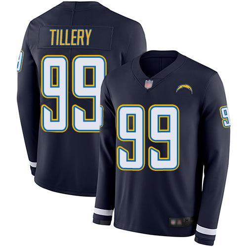 Nike Los Angeles Chargers #99 Jerry Tillery Navy Blue Team Color Men's Stitched NFL Limited Therma Long Sleeve Jersey Men's