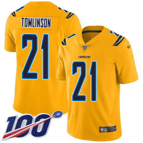 Nike Los Angeles Chargers #21 LaDainian Tomlinson Gold Men's Stitched NFL Limited Inverted Legend 100th Season Jersey Men's