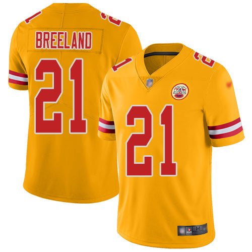 Nike Kansas City Chiefs #21 Bashaud Breeland Gold Men's Stitched NFL Limited Inverted Legend Jersey Men's