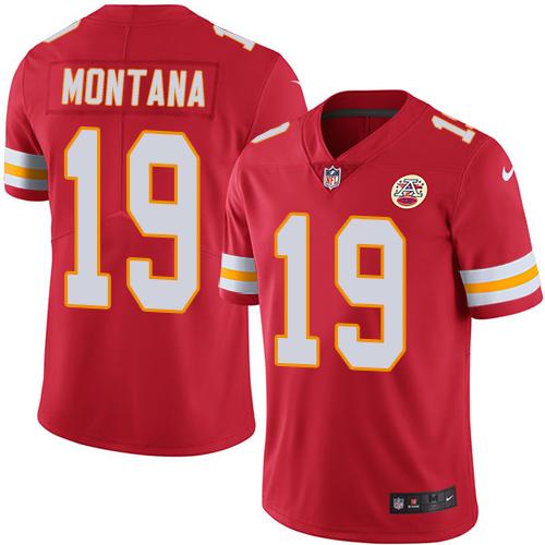 Nike Kansas City Chiefs #19 Joe Montana Red Team Color Men's Stitched NFL Vapor Untouchable Limited Jersey Men's