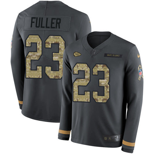Nike Kansas City Chiefs #23 Kendall Fuller Anthracite Salute to Service Men's Stitched NFL Limited Therma Long Sleeve Jersey Men's