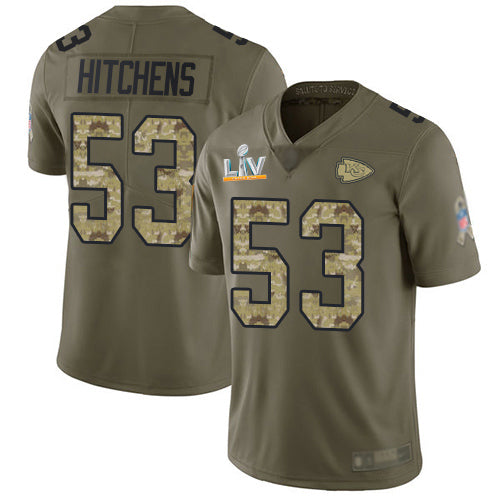 Nike Kansas City Chiefs #53 Anthony Hitchens Olive/Camo Men's Super Bowl LV Bound Stitched NFL Limited 2017 Salute To Service Jersey Men's