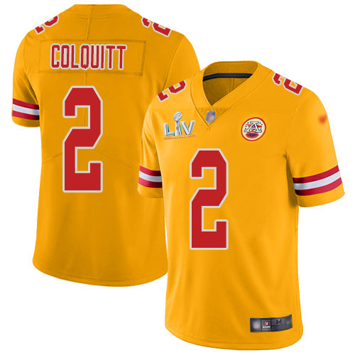 Nike Kansas City Chiefs #2 Dustin Colquitt Gold Men's Super Bowl LV Bound Stitched NFL Limited Inverted Legend Jersey Men's