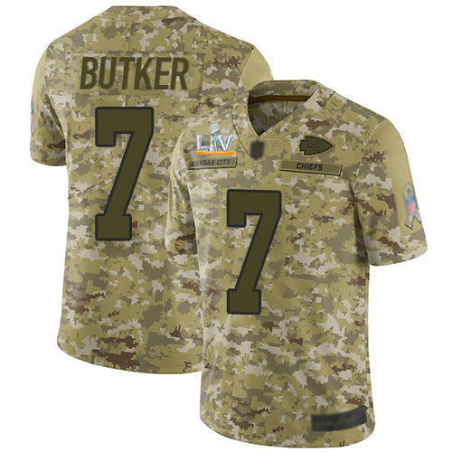 Nike Kansas City Chiefs #7 Harrison Butker Camo Men's Super Bowl LV Bound Stitched NFL Limited 2018 Salute To Service Jersey Men's